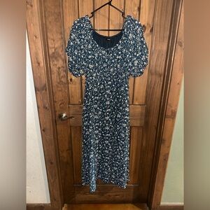 Women's Floral Front Tie Midi Dress